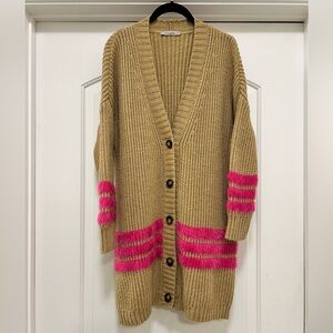 Niccolai Cardigan with Faux Fur Stripes